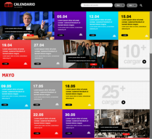 Exemplo de um calendario de eventos corporativos bem organizado com datas horarios locais e formatos dos eventos
