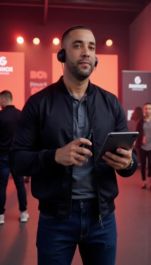 Produtor de eventos em Salvador realizando inspeção técnica de montagem turnkey para garantir compliance